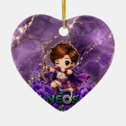 Kawaii Neos Zodiac Boogschutter Keramisch Ornament (Voorkant)
