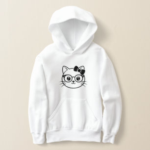 Kawaii Nerdachtig Kattengezicht met Bril en Strik 
