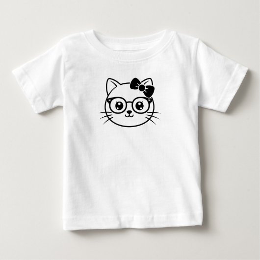 Kawaii nerdachtig kattengezicht met bril en strik (Voorkant)