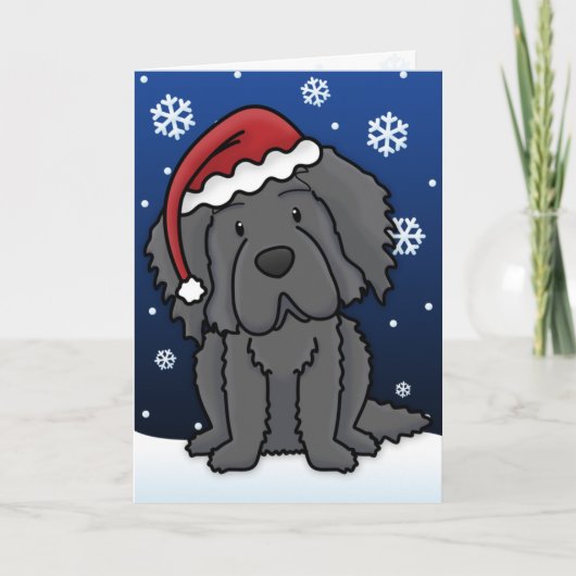 Kawaii Newfoundland Christmas Kaart (Voorkant)