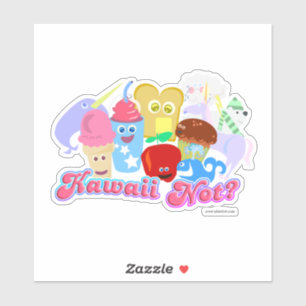 Kawaii Niet Slogan Gelukkig Leuk Voedsel Personage Sticker