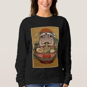 Kawaii Nijlpaard Japanse Ramen Noedels Safari Dier Trui