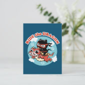 Kawaii Ninja Cat | Ride the Dragon Briefkaart (Staand voorkant)