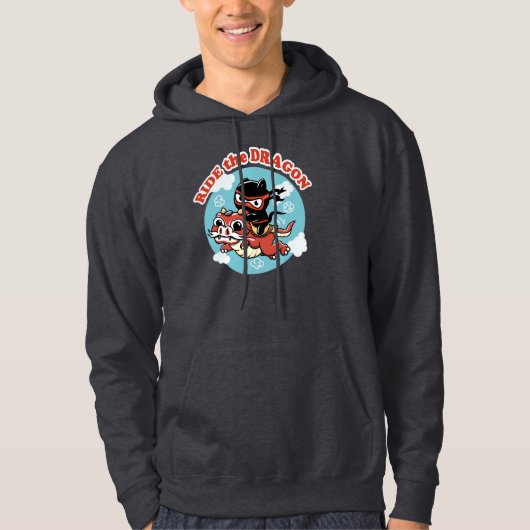 Kawaii Ninja Cat | Ride the Dragon Hoodie (Voorkant)