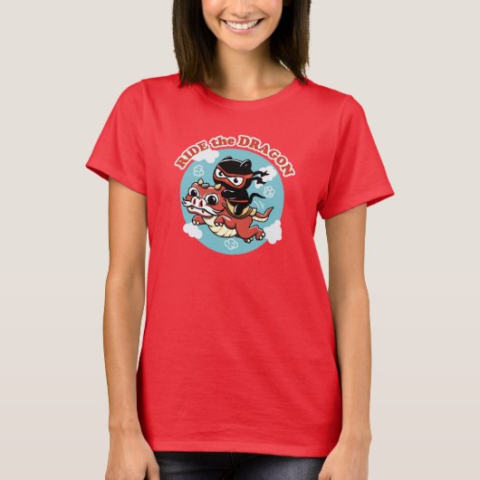 Kawaii Ninja Cat | Ride the Dragon T-shirt (Voorkant)