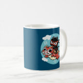 Kawaii Ninja Cat Riding a Red Dragon Koffiemok (Voorkant rechts)