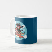 Kawaii Ninja Cat Riding a Red Dragon Koffiemok (Voorkant links)