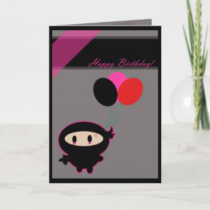 Kawaii Ninja Happy Birthday Card Kaart