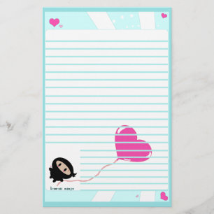 Kawaii Ninja Heart Balloon Stationery Briefpapier