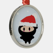 Kawaii Ninja kerstversiering Metalen Ornament (Rechts)