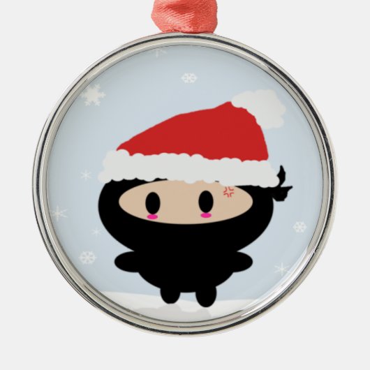 Kawaii Ninja kerstversiering Metalen Ornament (Voorkant)