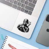 Kawaii Ninja Warrior Sticker – Cute Design (Laptop met iPhone)