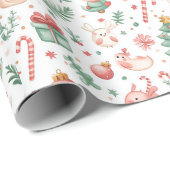 Kawaii Nordic Christmas Wrapping Paper Cadeaupapier (Rol Hoek)