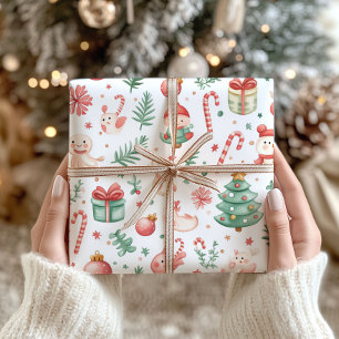 Kawaii Nordic Christmas Wrapping Paper Cadeaupapier