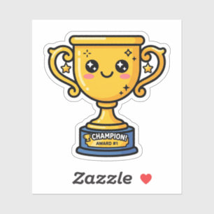 Kawaii Nummer Eén Kampioenschap Trofee Vaderdag Sticker