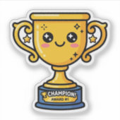 Kawaii Nummer Eén Kampioenschap Trofee Vaderdag Sticker (Voorkant)