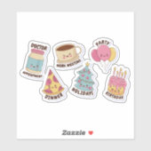 KAWAII OBJECTEN EN CITATEN STICKERS INGESTELD (Vel)