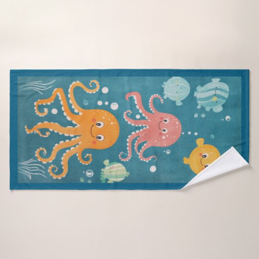 Kawaii Octopus ArtWork Strandlaken Badhanddoek (Badhanddoek)