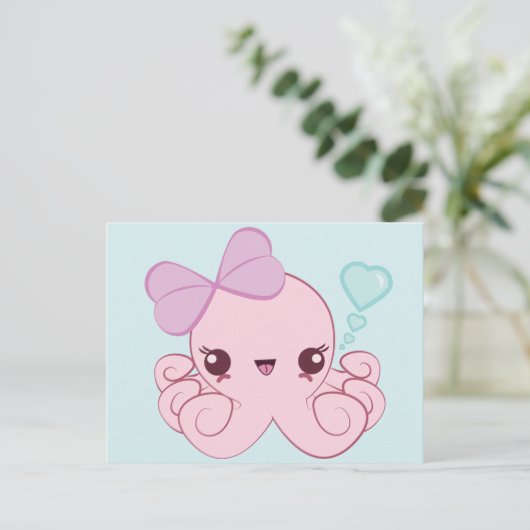 Kawaii Octopus Briefkaart (Staand voorkant)