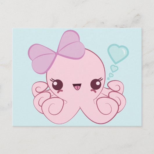 Kawaii Octopus Briefkaart (Voorkant)