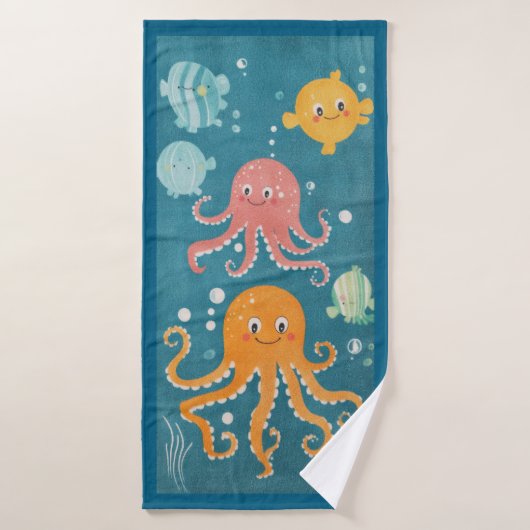 Kawaii Octopus Kunst Strandhanddoek Badhanddoek (Badhanddoek)