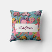 Kawaii Octopus Patroon Print Kussen (Achterkant)