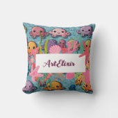 Kawaii Octopus Patroon Print Kussen (Voorkant)