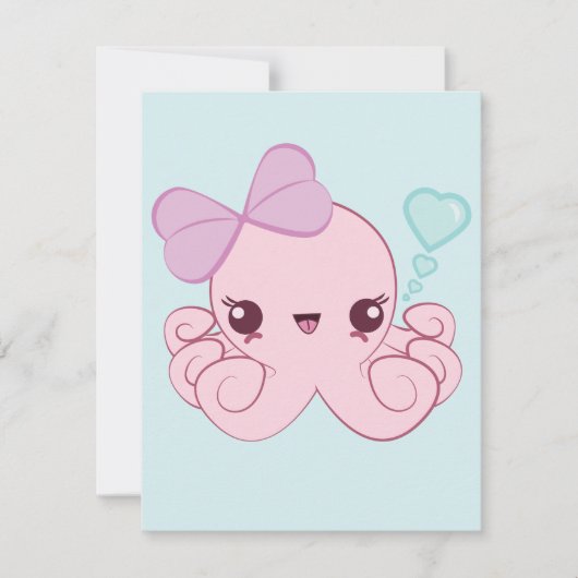 Kawaii Octopus Uitnodigingen (Voorkant)