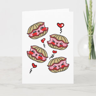 Kawaii Oesters in Love Valentijn Kaart