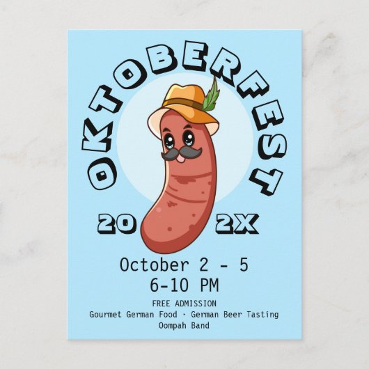 Kawaii Oktoberfest Bratwurst Briefkaart (Voorkant)