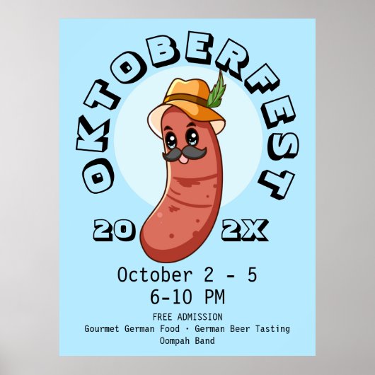 Kawaii Oktoberfest Bratwurst Poster (Voorkant)