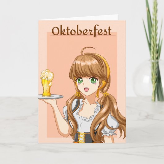 Kawaii Oktoberfest Maid with Beer Kaart (Voorkant)