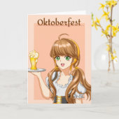 Kawaii Oktoberfest Maid with Beer Kaart (Gele Bloem)