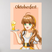 Kawaii Oktoberfest Maid with Beer Poster (Voorkant)