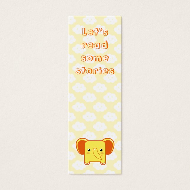 Kawaii olifant bladwijzer mini visitekaartjes (Voorkant)