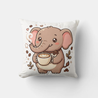 Kawaii Olifant Koffie Worp Kussen