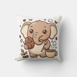 Kawaii Olifant Worpkussen - Schattig Koffie Karakt Kussen