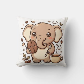 Kawaii Olifant Worpkussen - Schattig Koffie Karakt Kussen