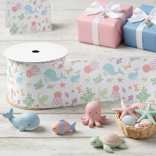 Kawaii Onder de Zee Baby Shower Neutrale Pastel  Satijnen Lint