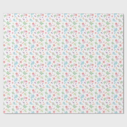 Kawaii Onder het Baby shower Zee Neutrale pasta Cadeaupapier (Vlak)