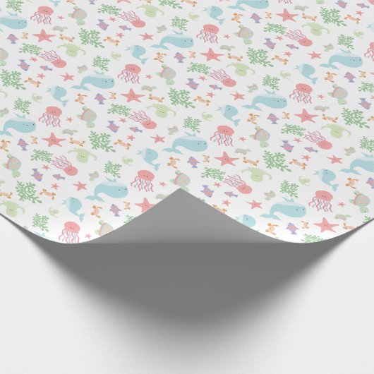 Kawaii Onder het Baby shower Zee Neutrale pasta Cadeaupapier (Hoek)