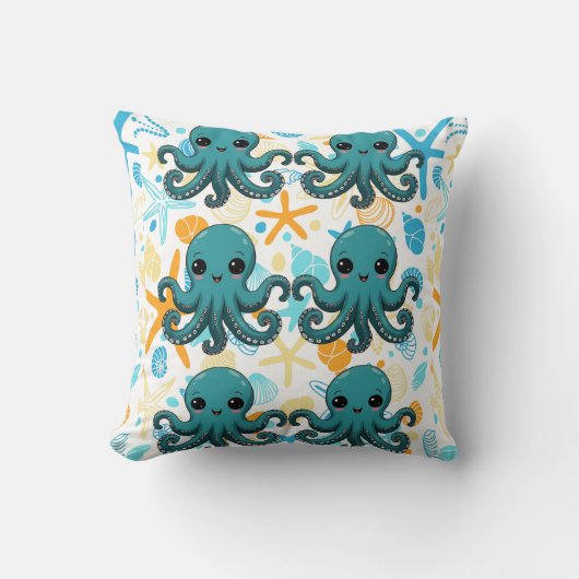 Kawaii Onder het Zee Octopus Kussen (Voorkant)