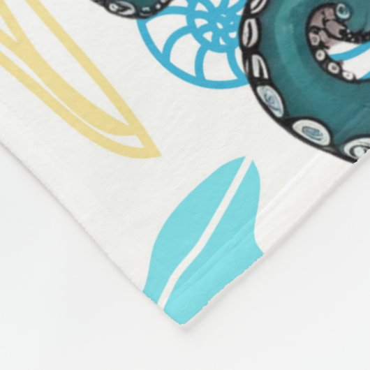 Kawaii Onder het Zee Octopus Pattern Fleece Deken (Hoek)