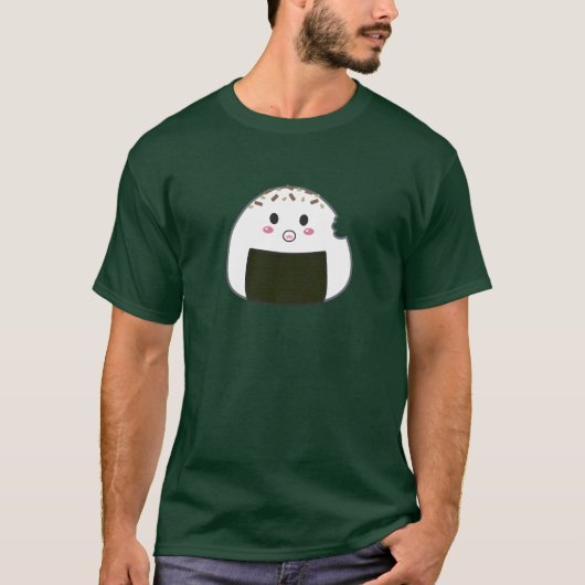 Kawaii "Onigiri" Rice Ball met bitemark T-shirt (Voorkant)