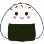 Kawaii "Onigiri" Rice Ball met Toppings Fotobeeldje Sleutelhanger<br><div class="desc">Een schattige rijstbal met toppings.</div>