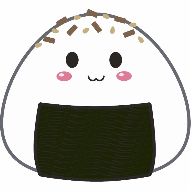 Kawaii "Onigiri" Rice Ball met Toppings Fotobeeldje Sleutelhanger (Voorkant)