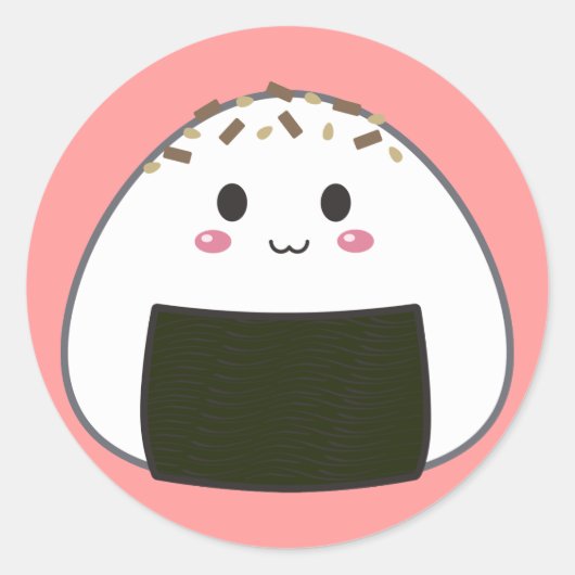 Kawaii "Onigiri" Rice Ball met Toppings Ronde Sticker (Voorkant)
