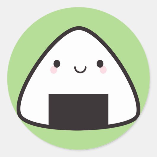 Kawaii Onigiri Rice Ball Ronde Sticker (Voorkant)