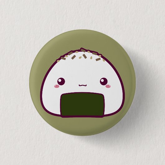 Kawaii Onigiri Ronde Button 3,2 Cm (Voorkant)