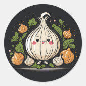 Kawaii Onion Keuken Ronde Sticker (Voorkant)